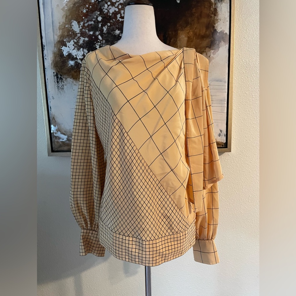 Vintage chistyne forti beautiful 100% silk blouse vintage size 10 M L EGC~